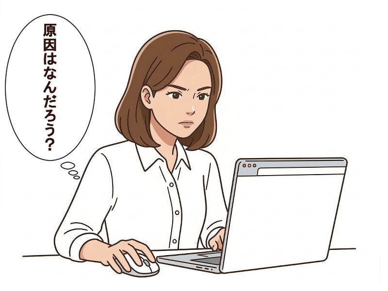 頭皮が重く感じられる原因を調べる女性のイラスト