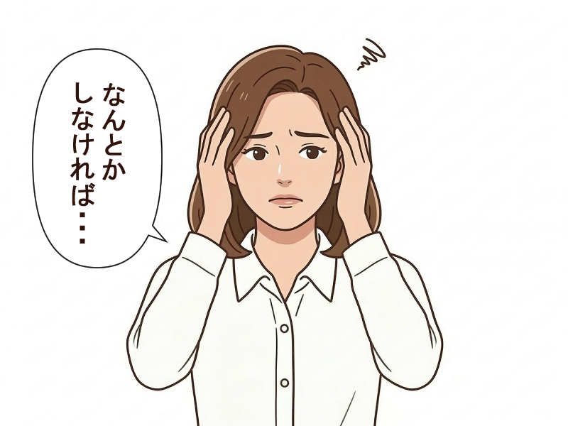 頭皮の悩みをなんとかしなければと考える女性のイラスト