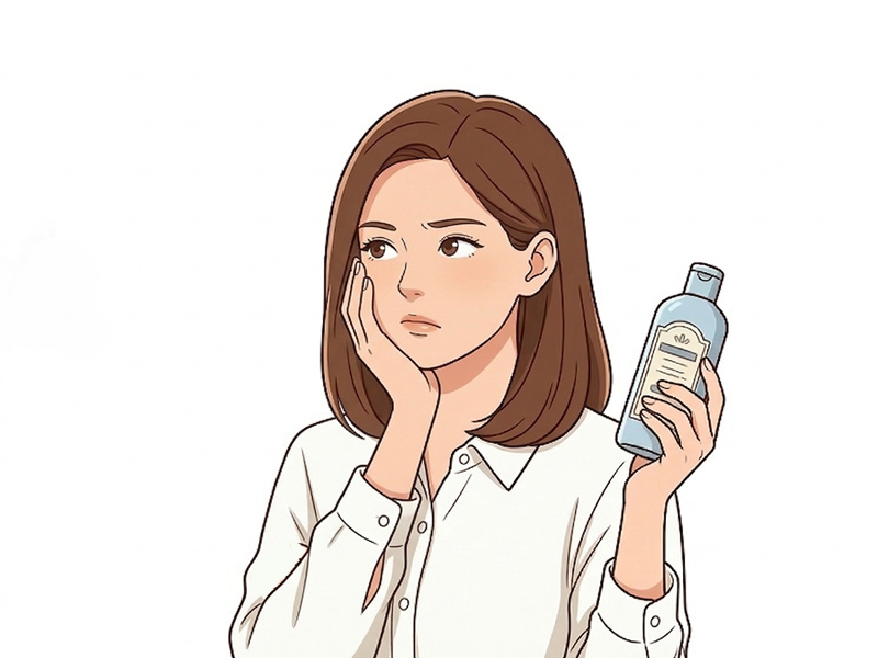 さっぱり系のシャンプーに違和感を感じる女性のイラスト