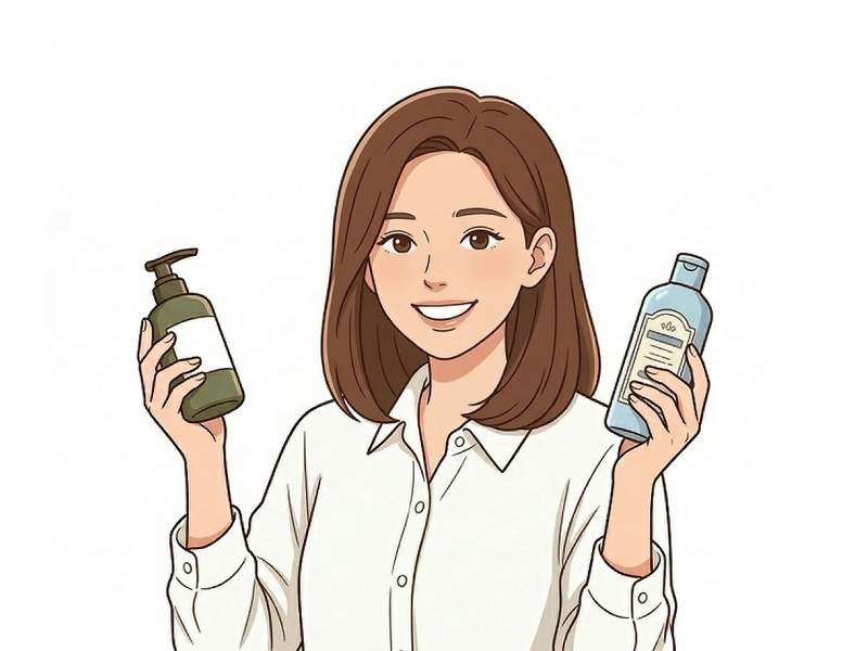 頭皮ケアの選び方の基本について案内する女性のイラスト