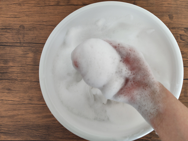 CACシャンプーの泡立ての完成画像